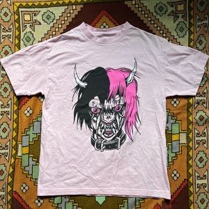 Lil peep x sus boy pink graphic tee